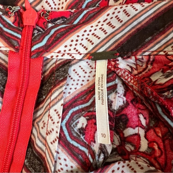 FREE PEOPLE Paradise Midi Handkerchief Skirt Pimento Combo Boho Bohemian Size 10 - Picture 9 of 12